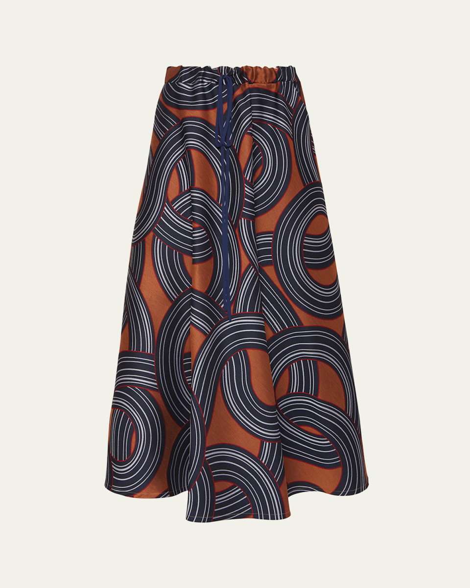 Abstract Drawstring Skirt